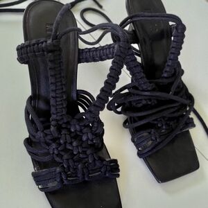 INC International Concepts Black Braided Sandals
